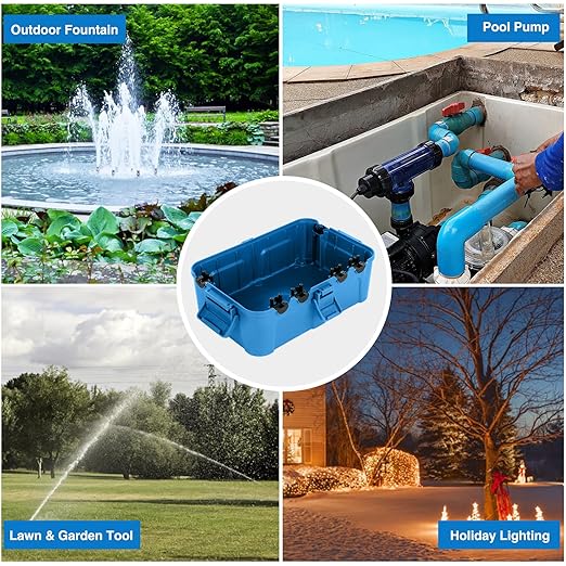 Flemoon Large Outdoor Electrical Box (12.5 x 8.5 x 5 inch), IP54 Waterproof Outdoor Extension Cord Cover Weatherproof, Protect Outlet, Plug, Socket, Timer, Power Strip, Holiday Light Decoration, Blue - Image 8