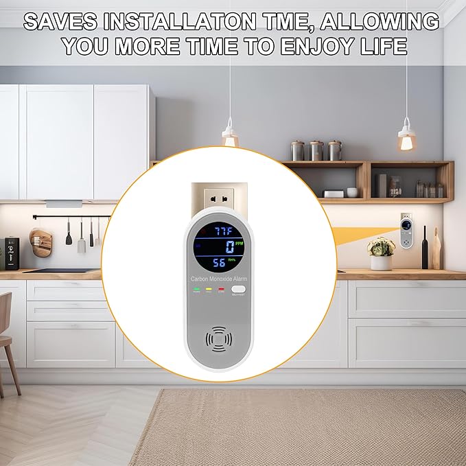 2 Packs Carbon Monoxide Detectors, Plug in Carbon Monoxide Alarm, 3-in-1 Real-time Digital Display Fahrenheit(°F) & Humidity, Co Detector Monitor for Home,RV,Apartment - Image 6