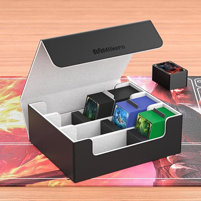 Mlikero Card Deck Case for Trading Cards 1800+, Trading Card Storage Box with 10 Dividers and 3 Foam Stoppers, Leather Magnetic Closure Commander Deck Box Fit for YuGiOh, MTG and Sport Cards - Image 7