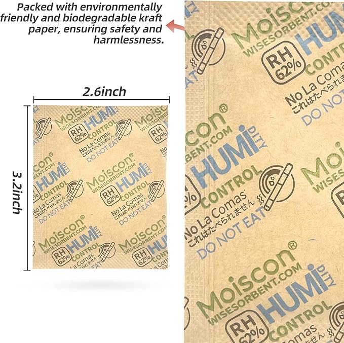 90 Pack 62% RH 8 Gram Two-Way Humidity Control Packs for Storing 1 oz, Size 8 Moisture Control Packets Individually Wrapped - Image 3