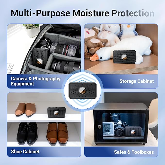 2-Pack Reusable Desiccant Dehumidifier with 70g Silica Gel, Portable Moisture Absorber for Gun Safe, Camera Lens Electronic Dry Cabinet, 3D Printer Filaments Storage & Guitar Bag, USB-C Charging - Image 4