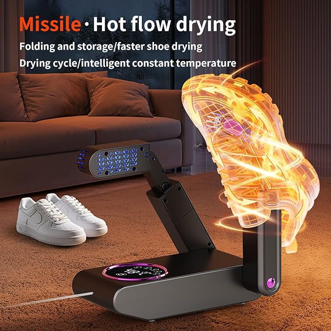 Shoe dryer, retractable shoe drying device with timer, effectively removes moisture, prevents odors, and keeps shoes and gloves dry and fresh. - Image 5