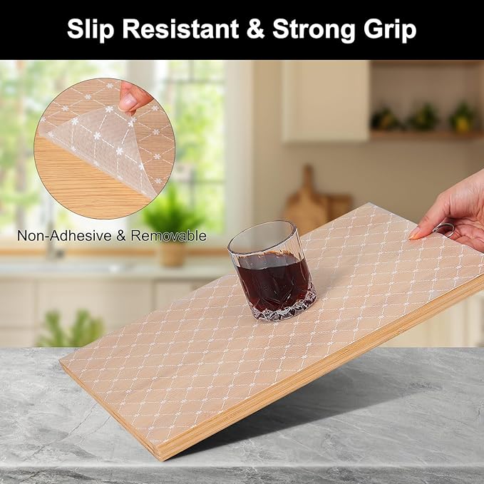 Cooyes Shelf Liner – Premium Non-Adhesive Cabinet & Drawer Liner for Kitchen – Waterproof Shelf Paper with Modern Pattern – Durable EVA Cabinet Mat – Easy to Cut （12" W x 240" L） - Image 2