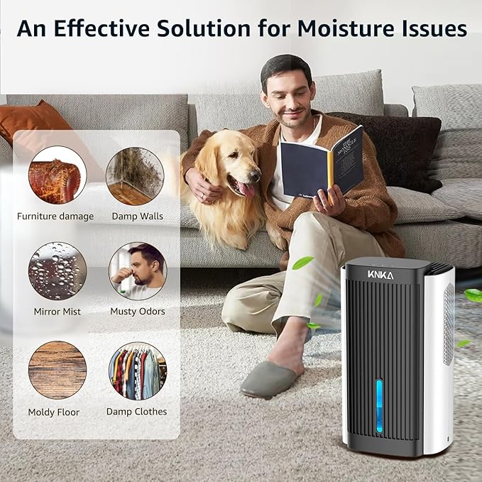 Dehumidifier,95 OZ Water Tank, (1000 sq. ft) Quiet Dehumidifier for Basement, Bathroom, RV, Closet, Bedroom with Auto Shut Off, Sleep Mode,7 Colors LED Light, Dehumidifiers for Home (White/Black) - Image 8