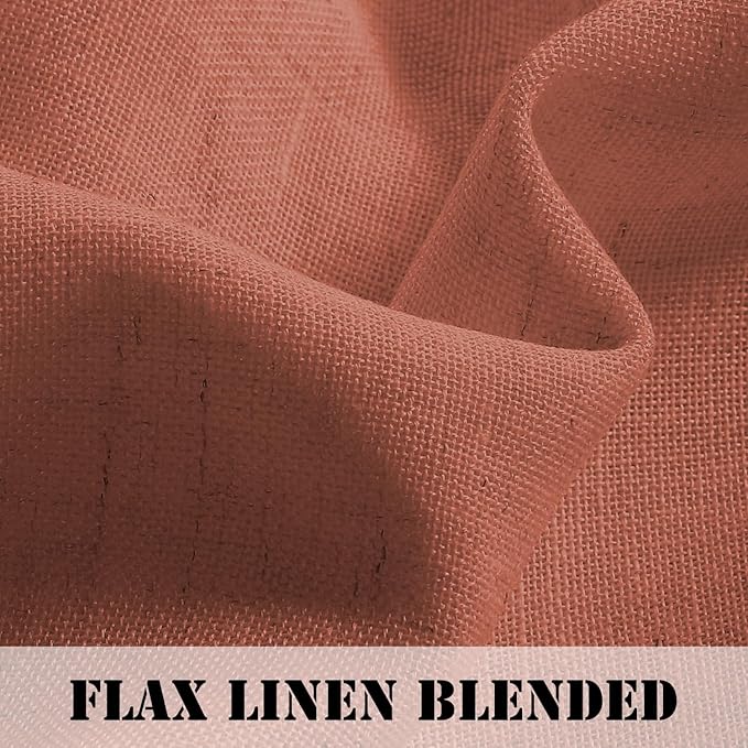 H.VERSAILTEX Linen Curtains Elegant Natural Linen Semi Sheer Curtains Energy Light Filtering Rod Pocket Window Treatments Panels for Living Room (Set of 2, Terracotta, 52 inch W X 72 inch L) - Image 3