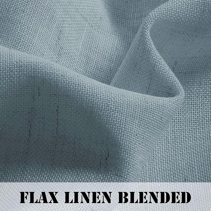 Linen Curtains Elegant Natural Linen Blended Curtains Energy Efficient Light Filtering / Rod Pocket Window Treatments Panels / Drapes for Livingroom (Set of 2, Stone Blue, 52 inch W X 63 inch L) - Image 3