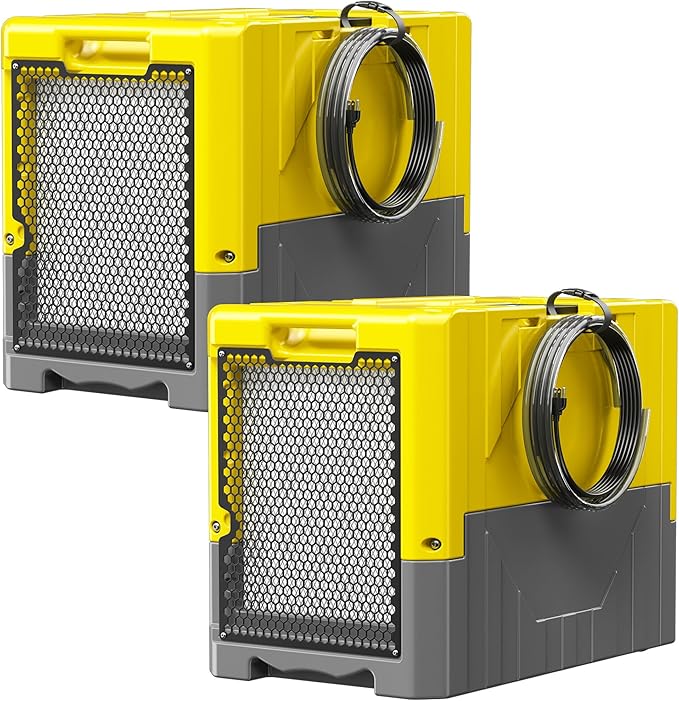 190Pints Commercial Dehumidifier for Basements with Pump Drain Hose, LGR Dehumidifiers with Wheels, Crawl Space Dehumidifier for Basement, Warehouse and Garages Up to 6000Sq, Yellow-2026 Upgraded-2PC by BSMTEK
