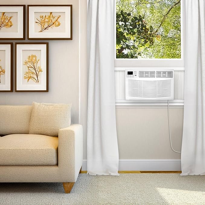 Amana 8,000 BTU Window Air Conditioner with Dehumidifier, 115V, Window AC for Rooms up to 350 Sq. Ft., Bedrooms, Bathrooms, and Nurseries with Remote Control, Digital Display, Timer, 3 Cooling Speeds - Image 3