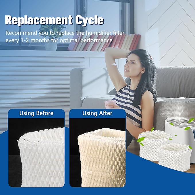 Funmit WF2 Humidifier Filter Replacement for Vicks Kaz Humidifier Starry Night Cool Mist V3500N V3700 V3100 V3900 Sunbeam 1118 1119 Honeywell HCM-300T HCM-350 WA-8D Enviracaire ECM-500 4 Pack - Image 7