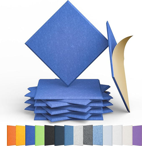 12 Pack Acoustic Panels Self Adhesive Sound Proof Foam, High Density Sound Acoustic Panel, 12X12X0.4 Inch Square Panels in Home, Office, Reccording Room, Studio,and more(Sky Blue) by Amantech