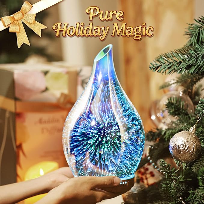 Porseme Essential Oil Diffuser 280ml Aromatherapy Ultrasonic Oil Diffusers 3D Glass Cool Mist Humidifier, Air Refresh Auto Shut-Off, Timer Setting, BPA Free for Home Hotel Yoga Leisure SPA Gift - Image 6
