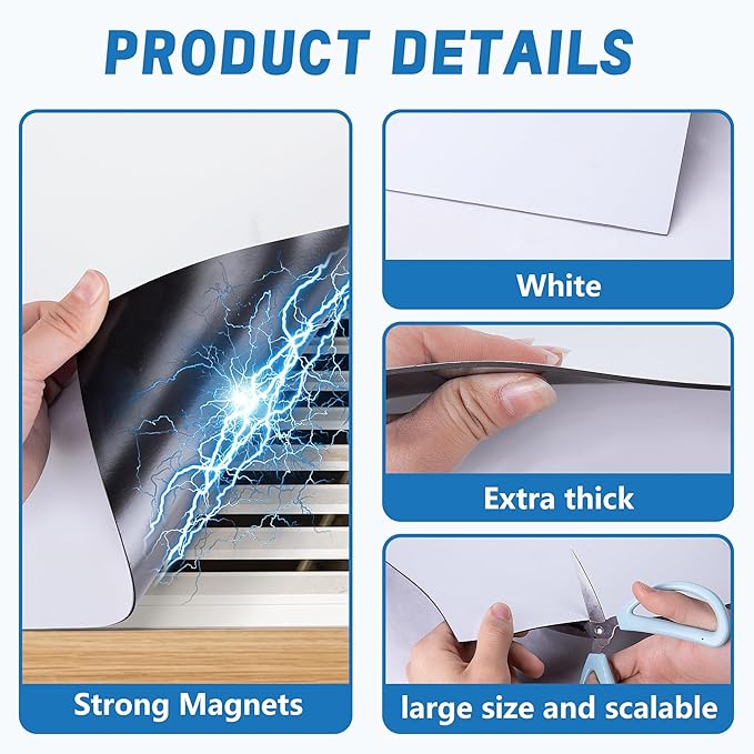 4 Pcs 13.4'' x 13.4'' Strong Magnet Vent Covers, 63Mil Extra Thick Magnetic Register Cover, Square Air Vent Sealing Covers for Home Wall Ceiling Floor HVAC AC RV Vents (White) - Image 3