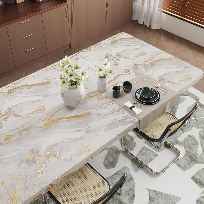 CRE8TIVE Large Size 24"x354" Matte Beige Gold Marble Wallpaper Peel and Stick Marble Contact Paper for Cabinets Countertops Removable Self Adhesive Waterproof Vinyl Roll for Bathroom Furniture Walls - Image 2