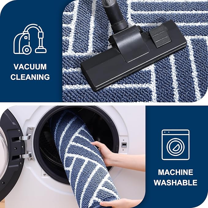 OLANLY Indoor Door Mat, 32x20 Inch, Dirt Resistant and Absorbent, Non-Slip Rubber Backing Floor Mats, Easy Clean Low-Profile Doormat for Entryway, Front Door, and Inside Entrance, Navy - Image 5
