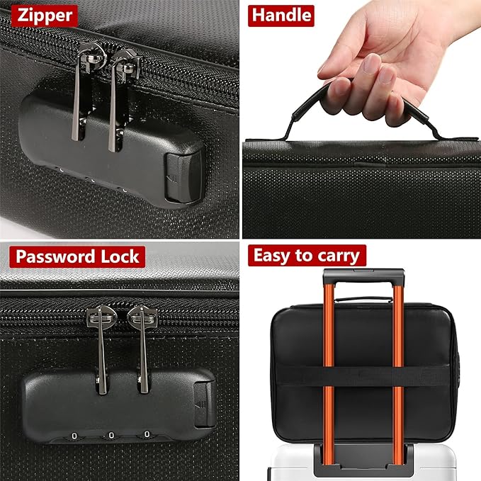 Fireproof Document Bag with Lock - Important Document Organizer, Box Storage Case with Water-Resistant, Moving Boxes for Home Office Travel, Portable Filing Organizer for Important File - Image 5