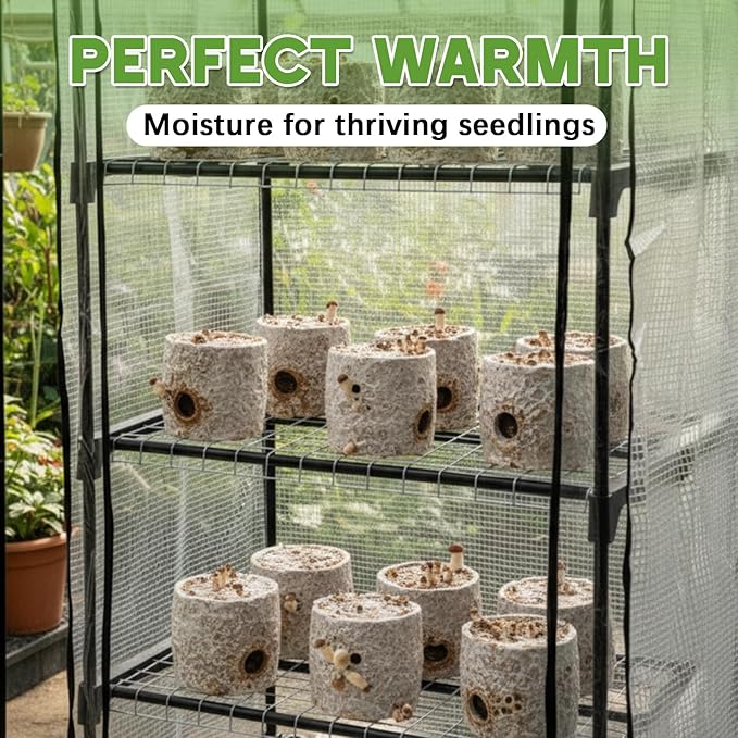 Windyun 5 Tier Extra Tall Mushroom Grow Tent Kit with Light & Timer, 80 x 19 x 27 Inch & 6500k Greenhouse with LED Grow Light, 4" Vents & Built in Humidifier Ports for Indoor Outdoor Mushroom Tent - Image 6