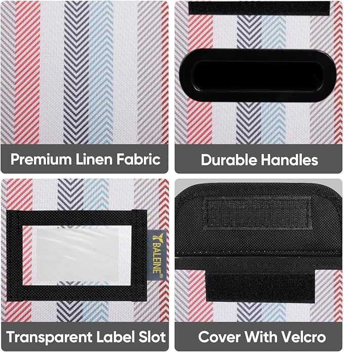 BALEINE File Organizer Box with Lid, Collapsible File Folder Organizer with Plastic Slide, Hanging File Folder Box for Office Document Storage (1 Pack, Color Stripe, S) - Image 6
