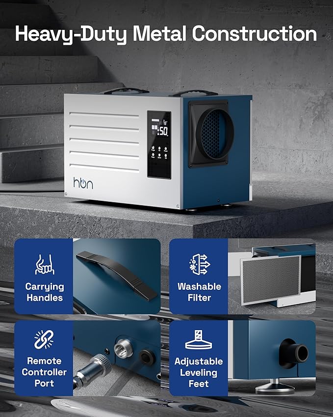Product Image HBN 125 Pints Commercial Dehumidifier with Pump and Drain Hose, Industrial Dehumidifier for Basement and Crawl Space up to 5900 Sq. Ft, Large Capacity, Washable Filter - Image 5