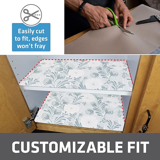 Drymate Premium Luxury Shelf & Drawer Liner, Thick Cushioned Fabric, Non-Adhesive, Absorbent, Waterproof, Slip-Resistant, Liners for Kitchen Cabinets (USA Made)(12”x59”)(24-Pack)(Light Blue) - Image 4