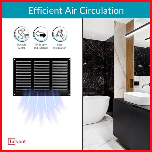 10x6 Vent Cover (Duct Opening) - Black HVAC Return Air Grille for Wall and Ceiling - Metal AC Vent Cover with Mesh - Rectangular Air Register - External Dimensions: 11.81" W x 7.87" H - Image 2