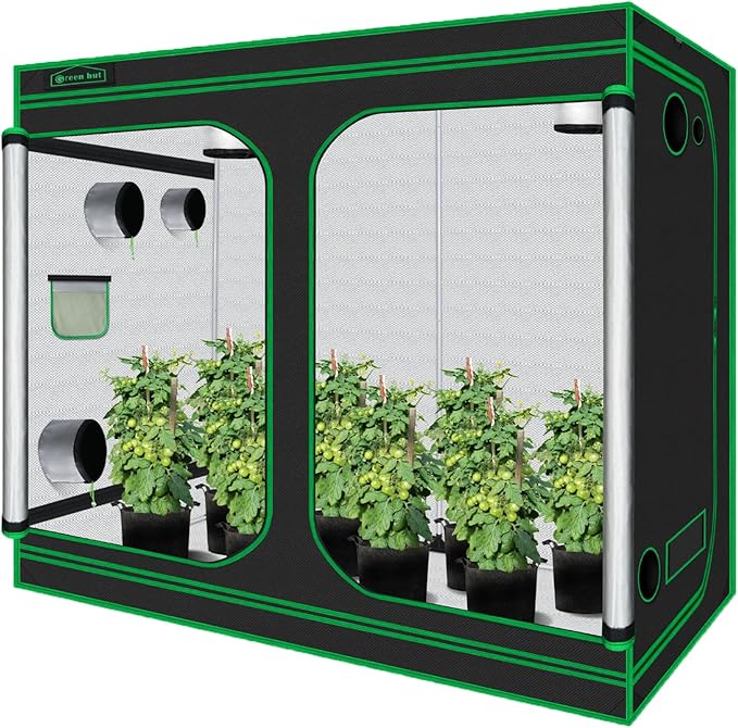 Grow Tent 96"x48"x78" 600D Mylar Hydroponic Indoor Grow Tent with Observation Window, Removable Floor Tray and Tool Bag for Indoor Plant Growing 8x4 by GreenHut