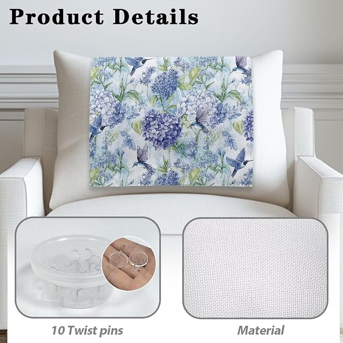 Hummingbird Floral Recliner Cover for Headrest Wear Resistant Head Rest Sofa Protector Easy to Install Furniture Protector with Pins - Image 3