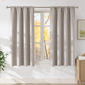 NICETOWN Angora Faux Linen Room Darkening Rod Pocket Curtains 63 inch Length, W42 x L63, Light Blocking Thermal Insulated Noise Reducing Drapes for Bedroom Living Room Farmhouse Decor, 2 Panels by NICETOWN