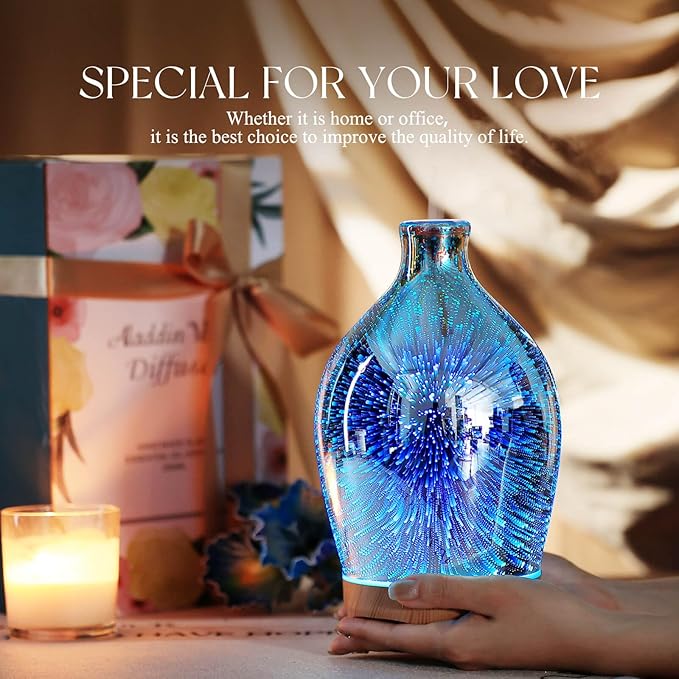 Porseme 280ml Essential Oil Diffuser 3D Glass Aromatherapy Ultrasonic Humidifier - Auto Shut-Off, Timer Setting, BPA Free for Home Hotel Yoga Leisure SPA Gift - Image 6