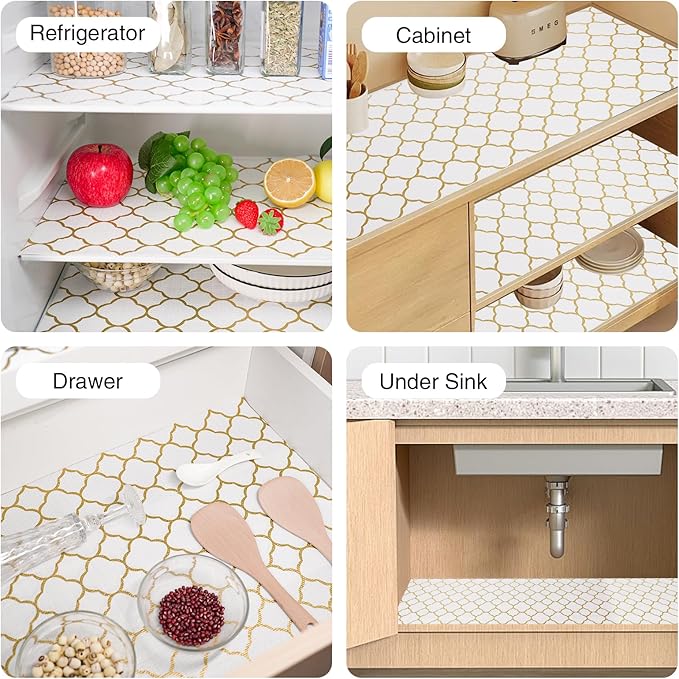 Drawer and Shelf Liner for Kitchen Cabinet,Non-Adhesive Cabinet Liner 24in x 10FT,Waterproof Shelf Paper Non-Slip Mats Cupboard Liner Contact Protect Dresser/Shelves/Table-Golden Lantern - Image 8