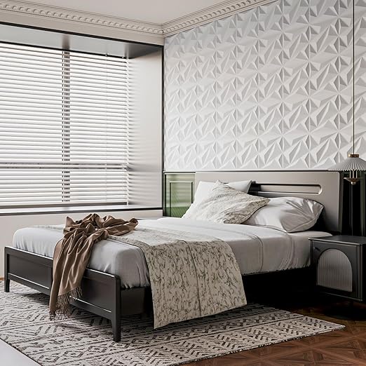 Art3dwallpanels 33 Pack 3D Wall Panel Diamond for Interior Wall Décor, PVC Flower Textured Wall Panels for Living Room Lobby Bedroom Hotel Office, White, 12''x12'' Cover 32.Sq.Ft. - Image 8