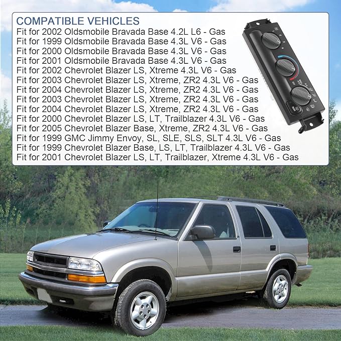 A/C Heater Climate Control Module Compatible with 1999-2005 Chevrolet Blazer 1999-2001 GMC Jimmy 1999-2002 Oldsmobile Bravada Replace# 599-261, 15098966 - Image 2