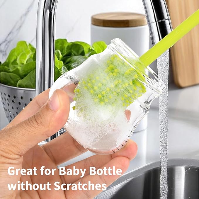 A-Brush Silicone Bottle Cleaner Brush, Flexible, Long Handle - Water Bottle Cleaner, Baby Bottle Nipple Brush for Plastic & Glass, BPA-Free Dish Washing Brush A2S Protection - Image 6