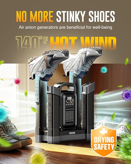 POPCHOSE Heavy-Duty Boot Dryer, Upgraded Shoe Dryer Helps Reduce Odor, Glove & Boot Warmer, Silent & Adjustable Timer - Image 2
