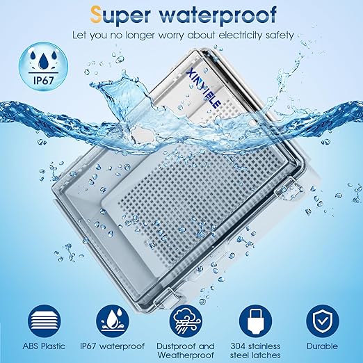 Waterproof Outdoor Project ABS Plastic Junction Box IP67 Weatherproof Dustproof Enclosure with Hinged Cover, Mounting Plate,Wall Brackets for Power Project (Clear,8.7"X6.7"X4.5") - Image 2