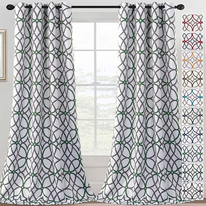 H.VERSAILTEX Blackout Curtains 96 inch Length 2 Panels Set Thermal Curtains & Drapes Window Treatment Noise Reducing Geometric Modern Grommet Living Room Curtains for Bedroom - Ivy and Gray by HVERSAILTEX