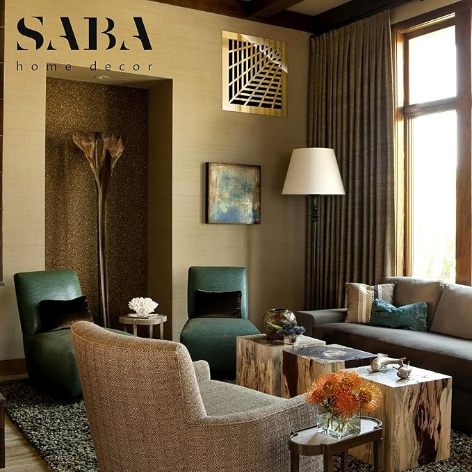 SABA Home Decor Vent Covers Air Grille - Acrylic Fiberglass Register 6" x 6" Duct Opening (8" x 8" Overall) Gold Mirror Finish Decorative Register for Walls, Ceilings NOT Floor use, Vivian - Image 4