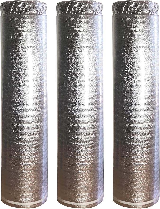 AMERIQUE 600SQFT Premium Silver Chrome 3MM Thick Super Quiet Floor Underlayment Padding with Tape & Vapor Barrier 3-in-1 Heavy Duty (200SQFT/Roll, Pack of 3 Rolls) by AMERIQUE
