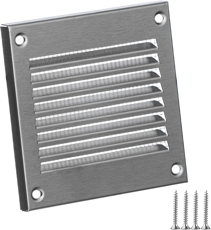 2x2 Vent Cover (Duct Opening) - HVAC Return Air Grille for Wall and Ceiling - Stainless Steel AC Vent Cover with Mesh - Rectangular Ventilation Register - Overall Size: 3.94" W x 3.94" H by TURvent