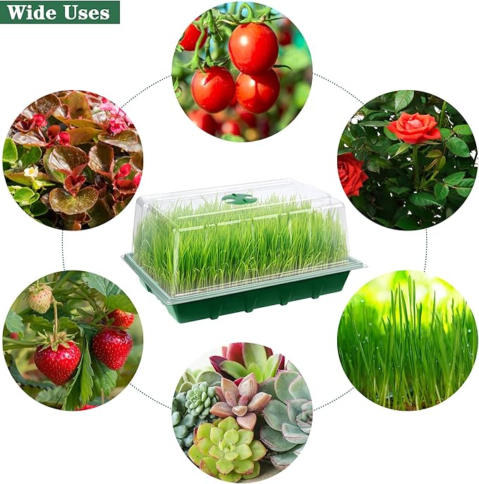 6 Packs Seed Starter Tray Kits with Humidity Dome, Plastic Germination Growing Trays with Plants Labels Planting Tools for Seeds Growing Starting, Germination Seedling Propagation, Green - Image 5