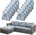 12pcs Floral Printed Stretchy Sofa Cushion Covers for Outdoor Furniture, Sofa Seat Replacement Cover, Flexible Chair Cushion Cover for Porch Garden Furniture Protection(Cover Only) by CALBODE