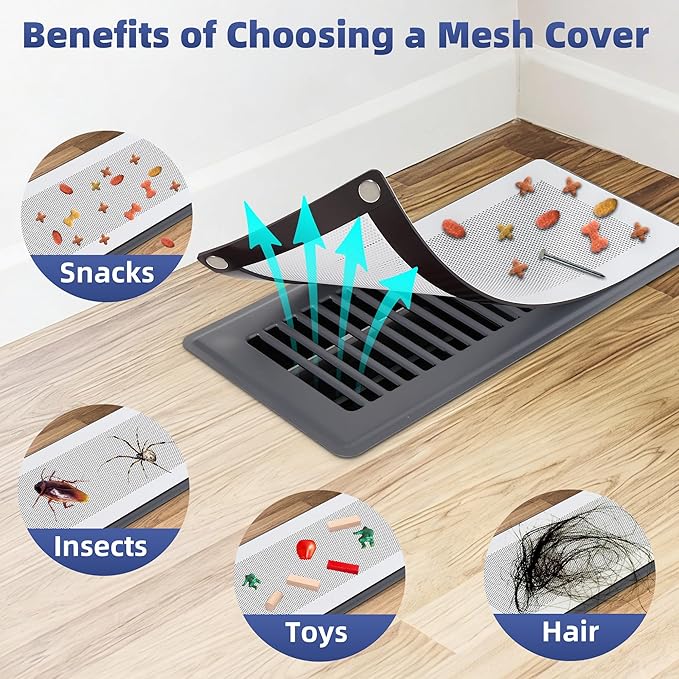 Magnetic Vent Covers - 5" x 11" Vent Screen Mesh Covers for Floor, Wall and Ceiling Registers of Width 5" to 6", Length 11" to 12", Strong Magnetic Floor Vent Covers, Non Peeling - White - Image 5