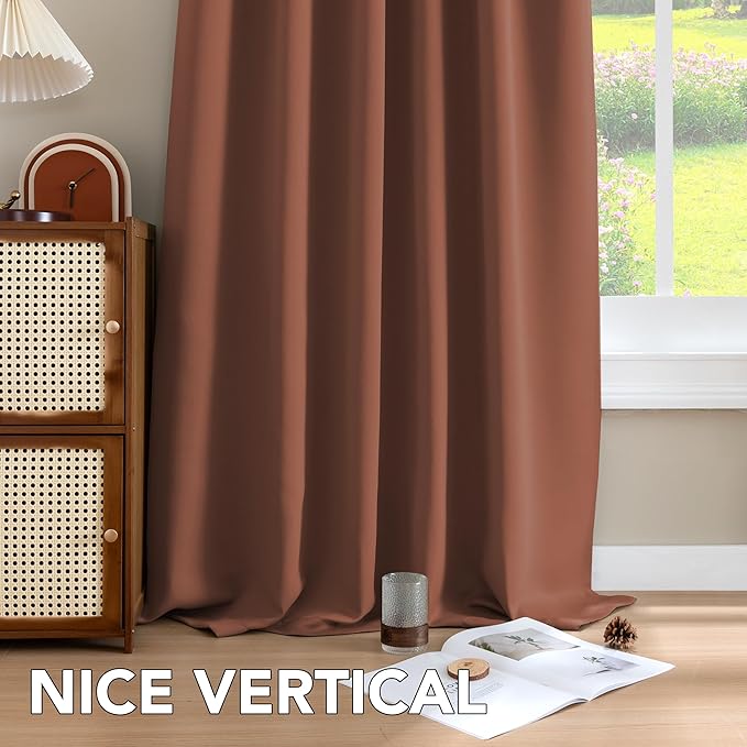 H.VERSAILTEX Blackout Curtains Thermal Insulated Window Treatment Panels Room Darkening Blackout Drapes for Living Room Back Tab/Rod Pocket Bedroom Draperies (2 Panels, Washed Spice, 52 x 96 Inch) - Image 8