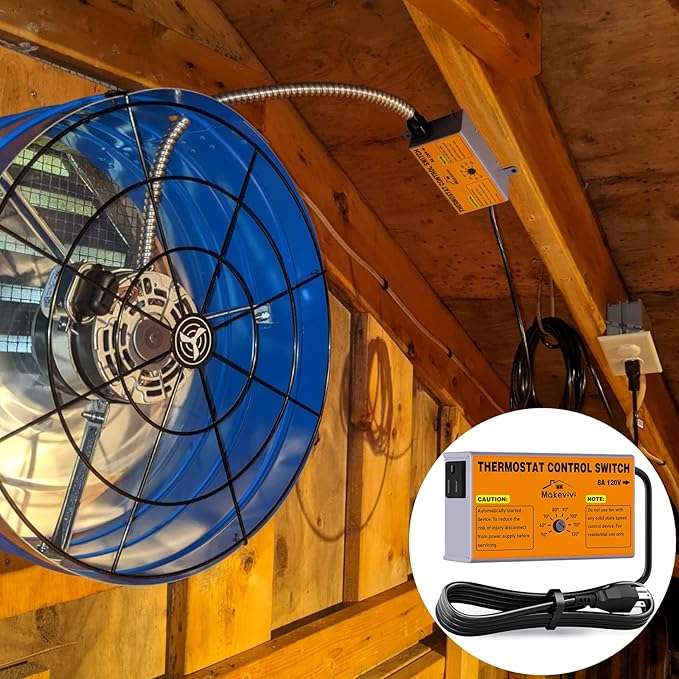 Attic Fan Thermostat-Control, Adjustable Thermostat with Overload Protector, Temperature Controlled Attic Fan, with Socket Easy to Install, Exhaust Fan Temperature Controller for Workshop, Greenhouse - Image 4