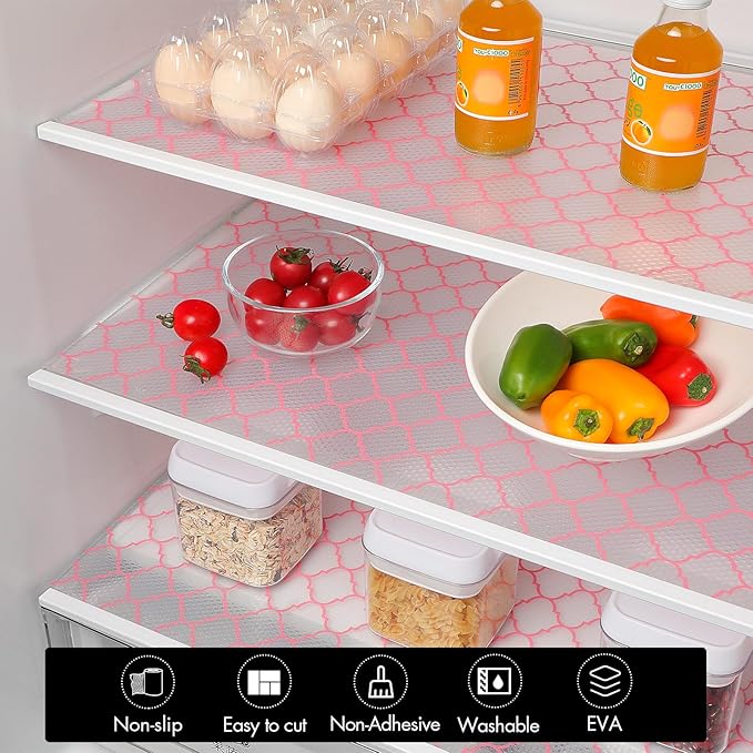 Cooyes Shelf Liner, Non Adhesive Drawer and Cabinet Liner, EVA Washable Oil-Proof Shelf Paper for Kitchen Cabinets, Refrigerator, Storage, Desks with Modern Pattern - Image 7