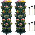 DUNCHATY Stackable Planter, Vertical Garden Planter with Wheels and Tools, Self Watering Strawberry Planter Indoor/Outdoor 7 Tier Herb Planter Pots for Growing Vegetables and Succulents,Pine Green by DUNCHATY