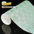 Shelf Liners for Kitchen Cabinets Non Adhesive Drawer Liner 12in x 20FT Light Green Quatrefoil Thickened Shelf Liner Strong Non-Slip Easy to Clean for Tool Box Refrigerator with Knife and Tape Measure by Adwann