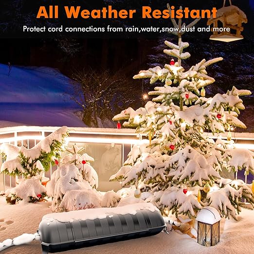2 Pack of Outdoor IP44 Waterproof Connection Box by Restmo, Weatherproof Electrical Extension Cord Cover, Safety Seal Enclosure to Protect Holiday Lighting Decorations, Power Tools, Fountains, Gray - Image 6