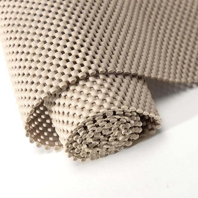Shelf Liners for Cabinets-Drawer Liner Cabinet Liners for Shelves Kitchen,Non-Adhesive,Non-Slip,Beige,12 x 48 inch by vortiara
