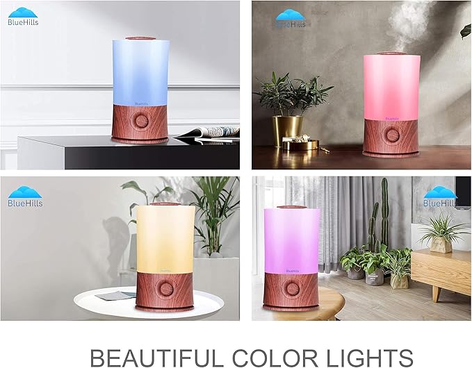 BlueHills Premium 2000 ML XL Essential Oil Diffuser Aromatherapy Humidifier for Large Room Home 40 Hour Run Huge Coverage Area 2 Liter Extra Large Capacity Diffuser High Mist Dark Wood Grain E003 - Image 9
