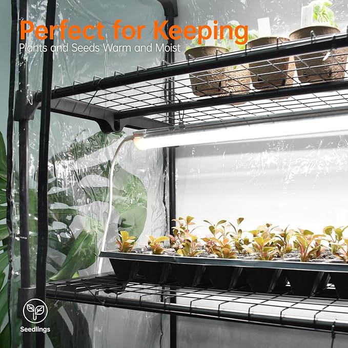 Bstrip Indoor Greenhouse with Grow Light, Mini Green House with 4 Pack 20W Full Spectrum Plant Lights with Timer, Plant Shelf with Tent for Indoor Plant, Seed Starting, Seed Tray, 27.2"x19.9"x61.8" - Image 3
